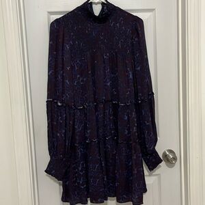 Leopard print long sleeve midi dress. Size Small